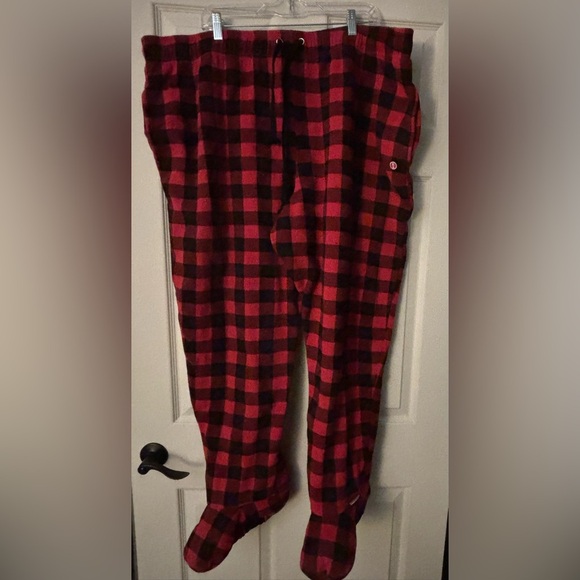 Feejays Red And Black Buffalo Plaid Footed Sweat Pants Sleep Pants Size 3XL - Picture 2 of 6